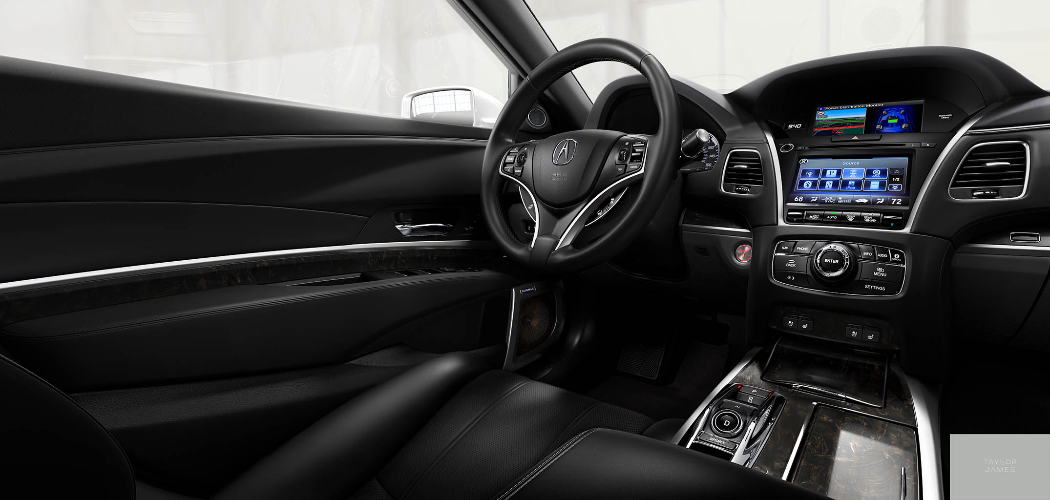 CGI advertising image retouching of Acura dashboard by Zeeto