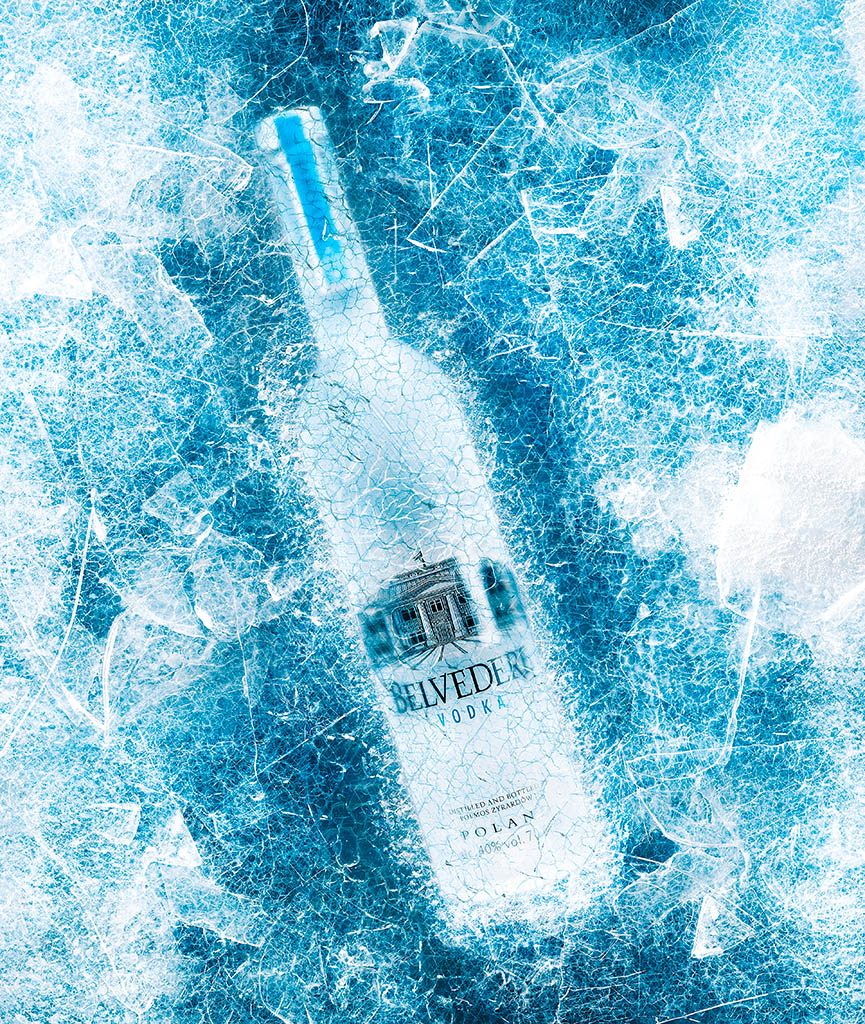 Creative advertising image retouching of Belvedere vodka by Zeeto