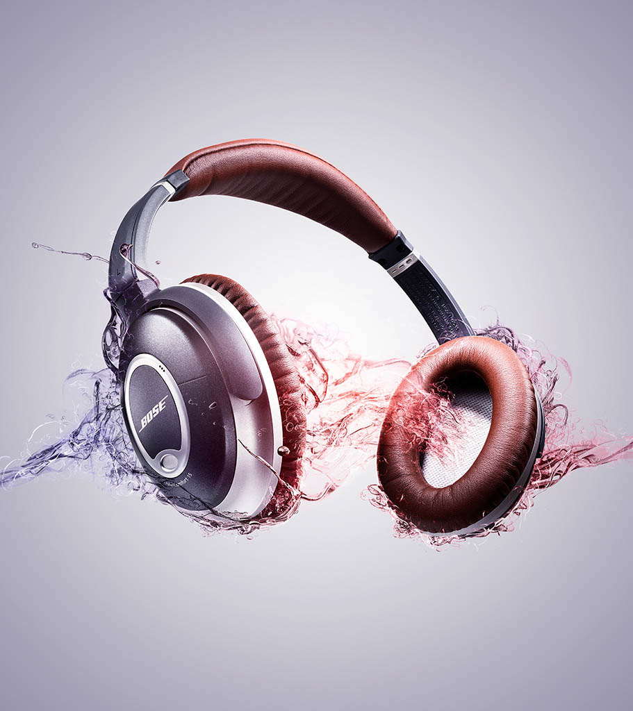 Creative advertising image retouching of Bose headphones by Zeeto