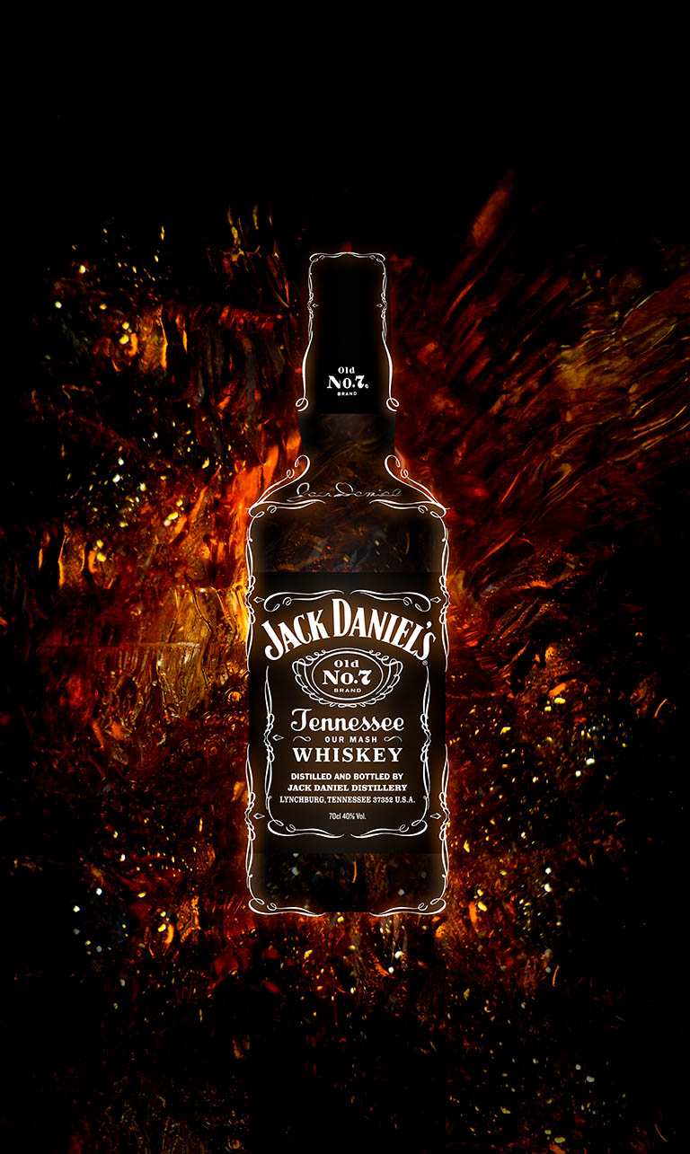 Creative advertising image retouching of Jack Daniels whiskey by Zeeto