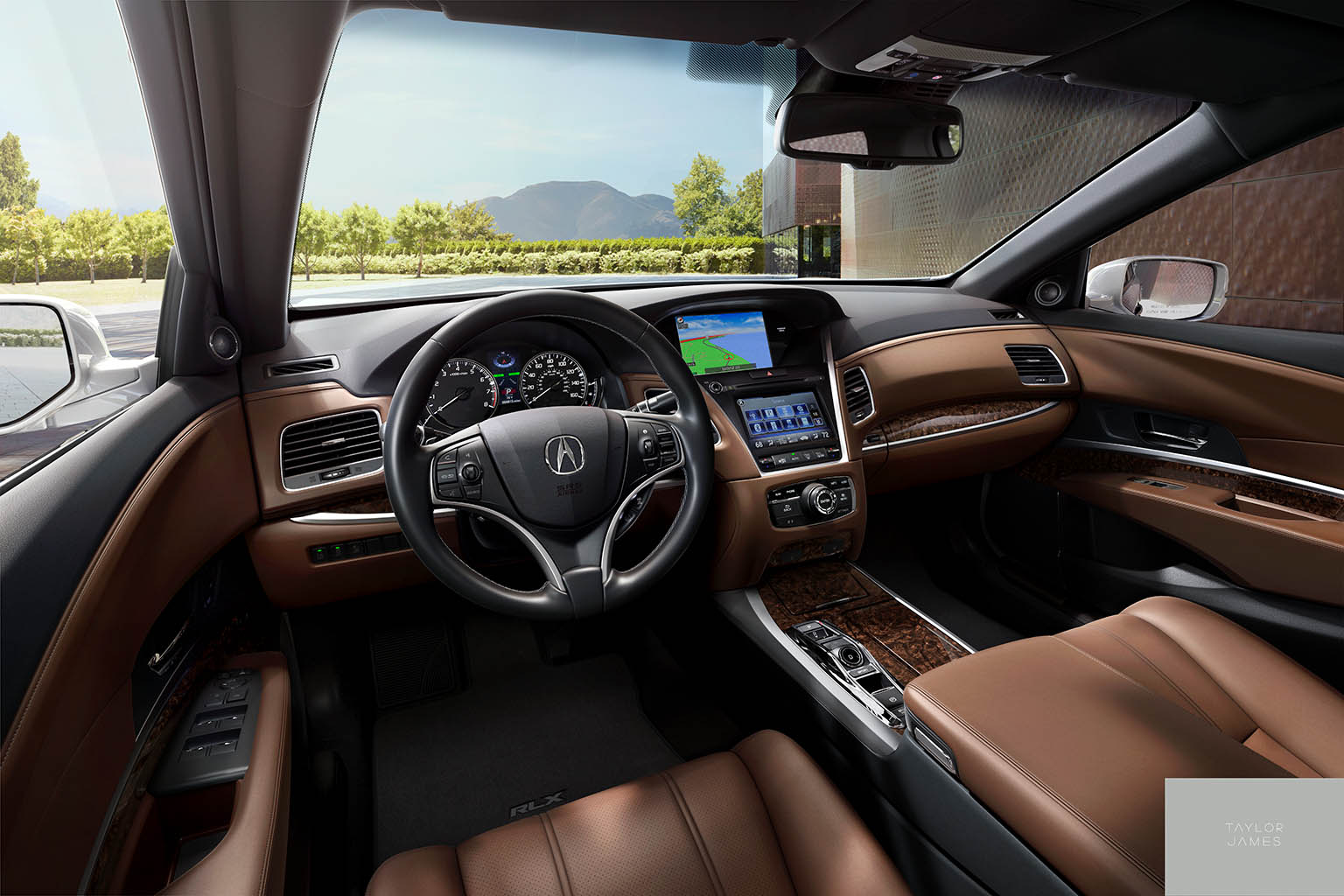 Professional advertising image retouching of Acura dashboard by Zeeto